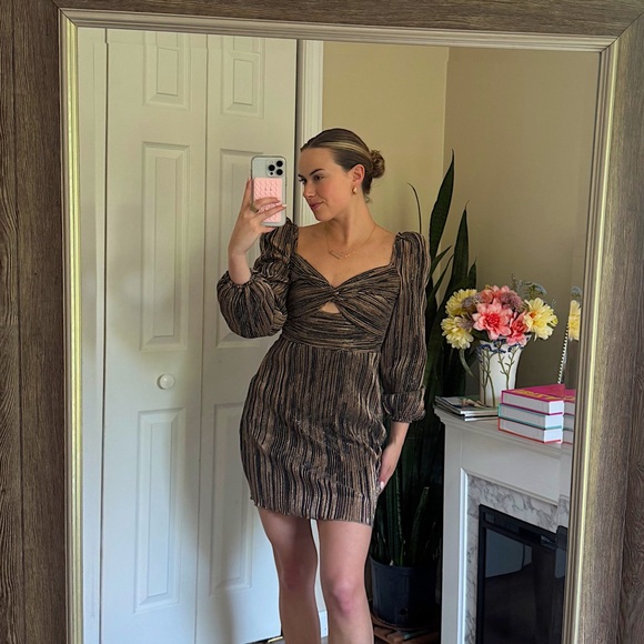 SAYLOR ElegantBrown Striped Dress - Picture 1 of 6